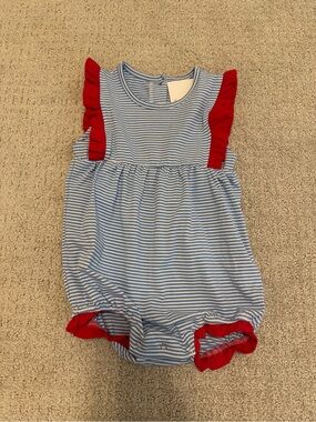 Trotter Street Kids Baby Bubble with Red Ruffle Trim